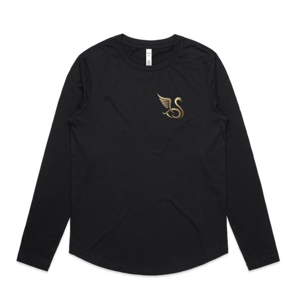 Senior Swans long sleeved Black or White Tee curved hem Thumbnail
